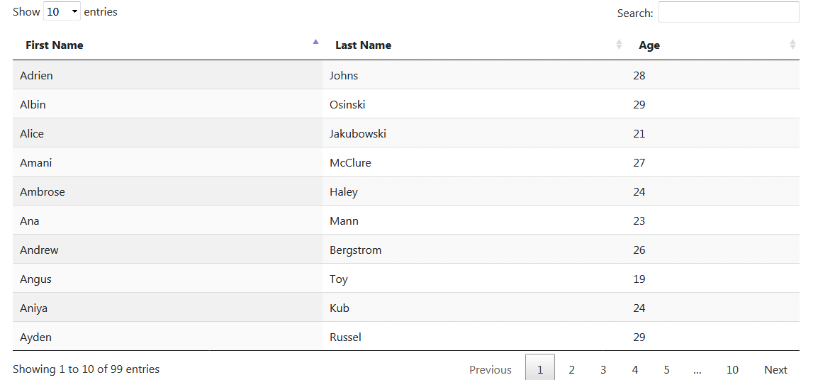 datatable - Artisans Web